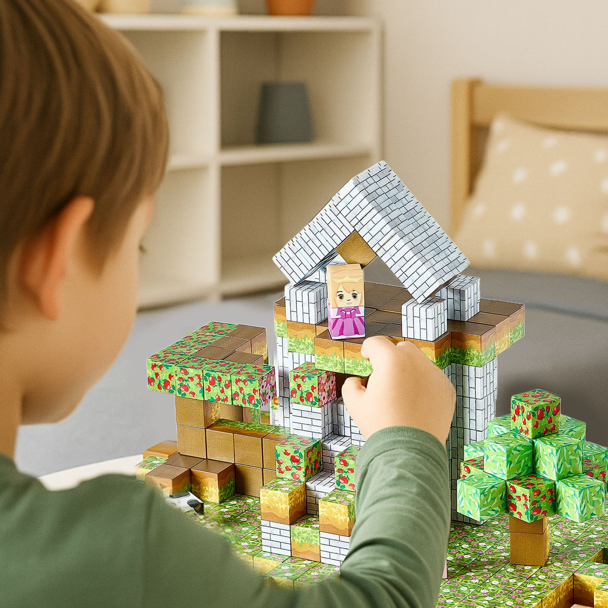 Forest magnetic cube building blocks set, 150 pieces – photo 6
