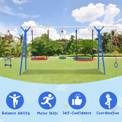 5-in-1 Outdoor Sensory Swing Set — OT-Recommended Vestibular Playground with Climbing, Swinging & Monkey Bars