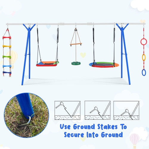 5-in-1 Outdoor Sensory Swing Set — OT-Recommended Vestibular Playground with Climbing, Swinging & Monkey Bars