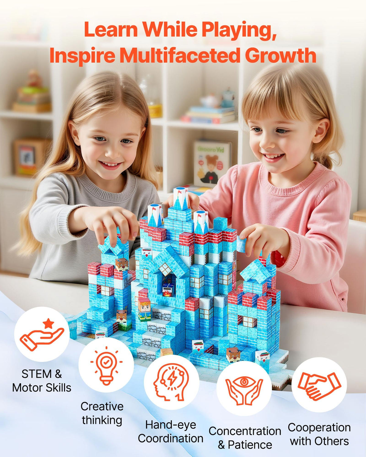 Glacier Ice Castle magnetic cube building blocks set, 150 pieces – photo 2