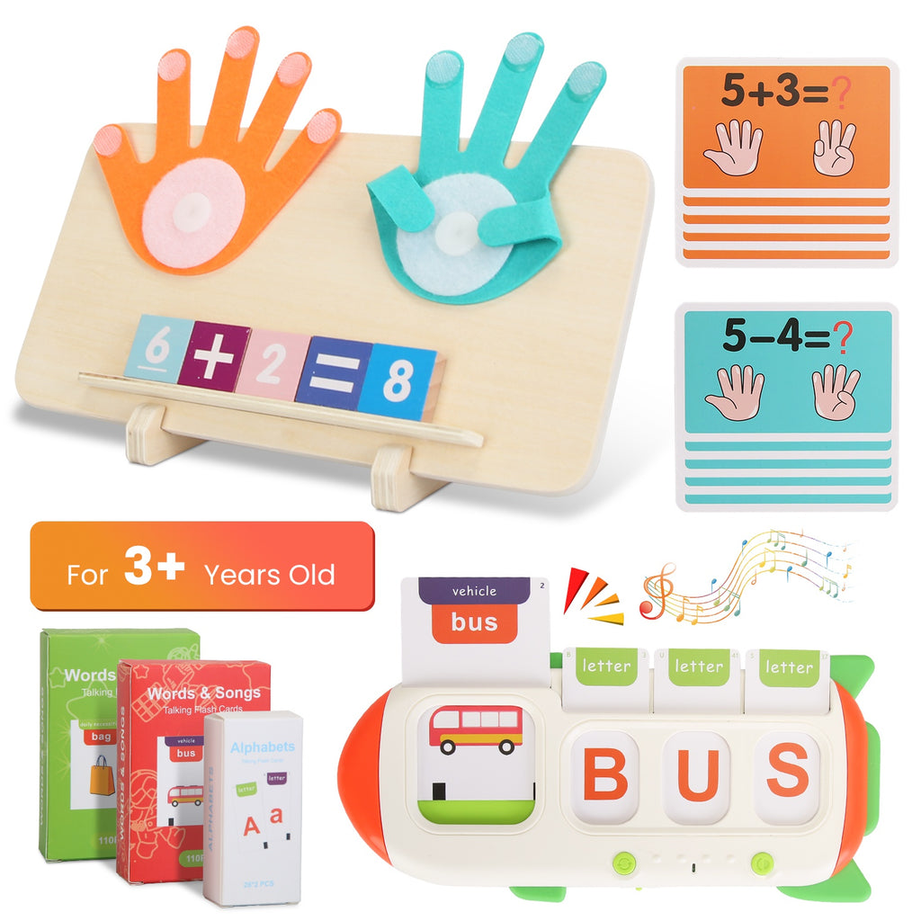 Talking Flash Cards And Finger Counting Math Board Interactive Learning Toys For Kids Aged Over 3  Number Alphabet Words Song Learning