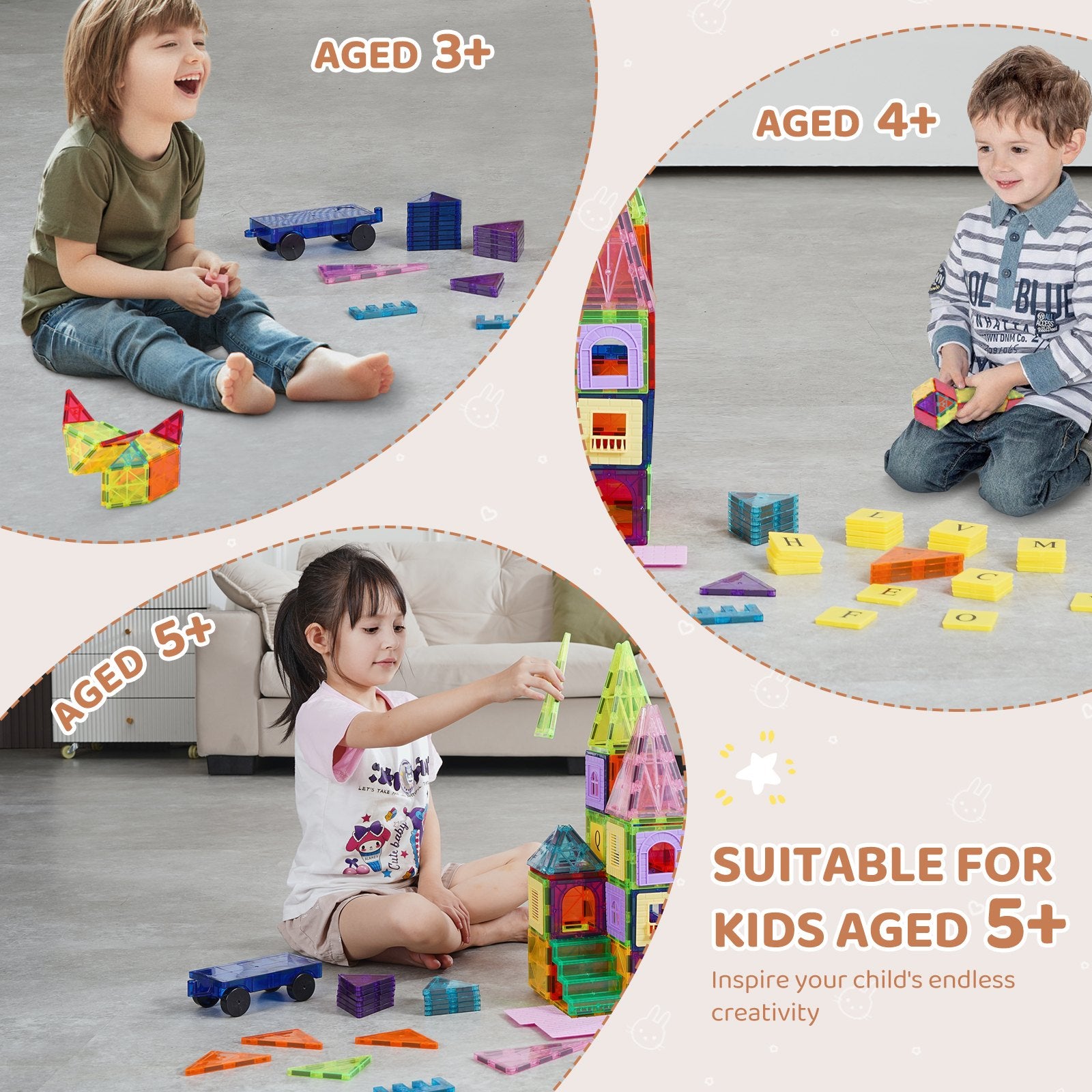 Magnetic Tiles Set (121 Pieces) OT-Approved Sensory-Motor Development