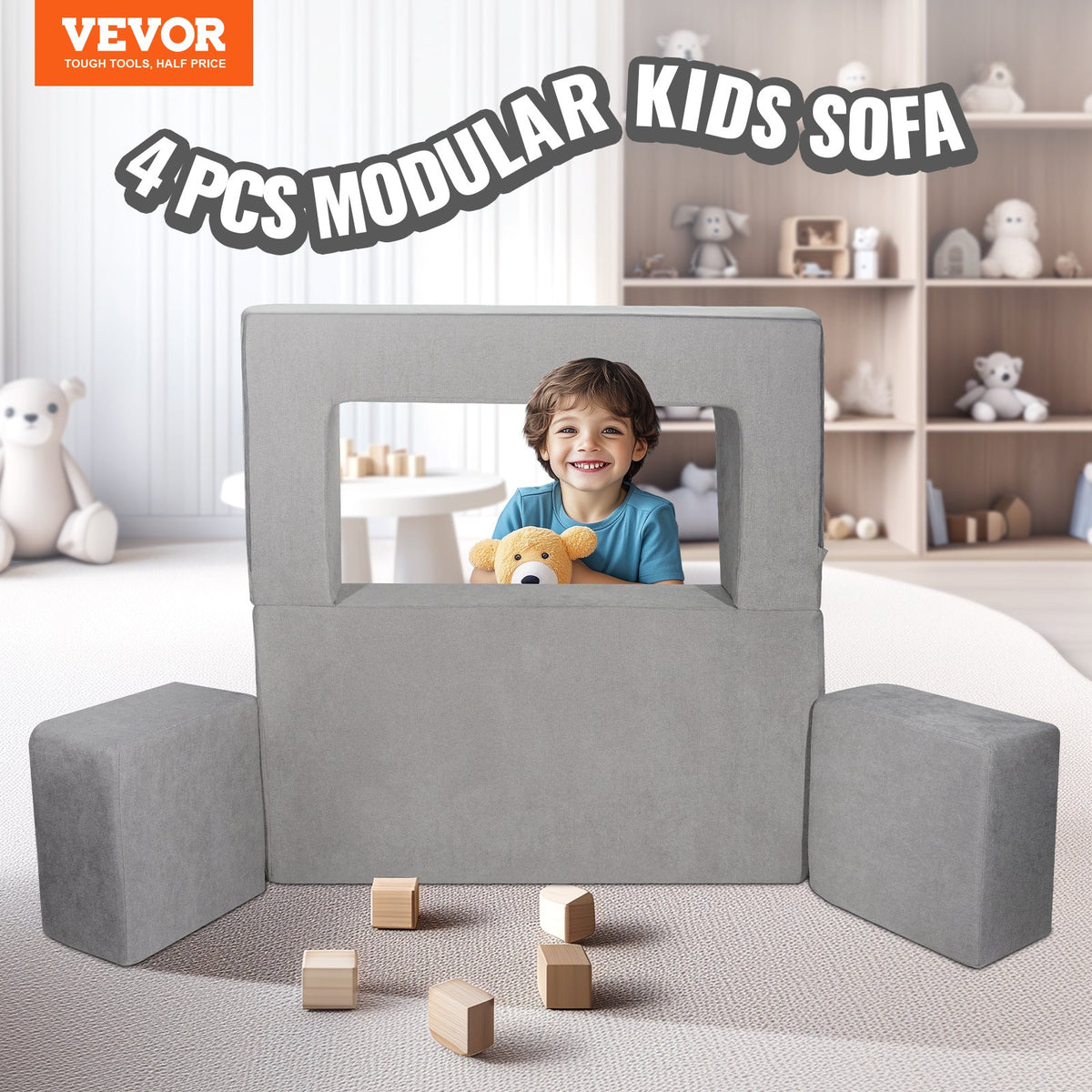 4-Piece Modular Sensory Sectional — Compact Foam Set