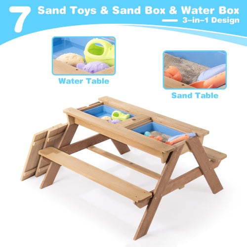 3-in-1 Kids Outdoor Picnic Table — OT-Recommended Outdoor Ritual Anchor for Meals, Art & Screen-Free Family Time