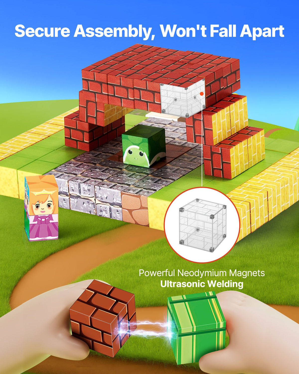 Classic Castle magnetic cube building blocks set, 100 pieces – photo 3