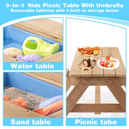 3-in-1 Kids Outdoor Picnic Table — OT-Recommended Outdoor Ritual Anchor for Meals, Art & Screen-Free Family Time