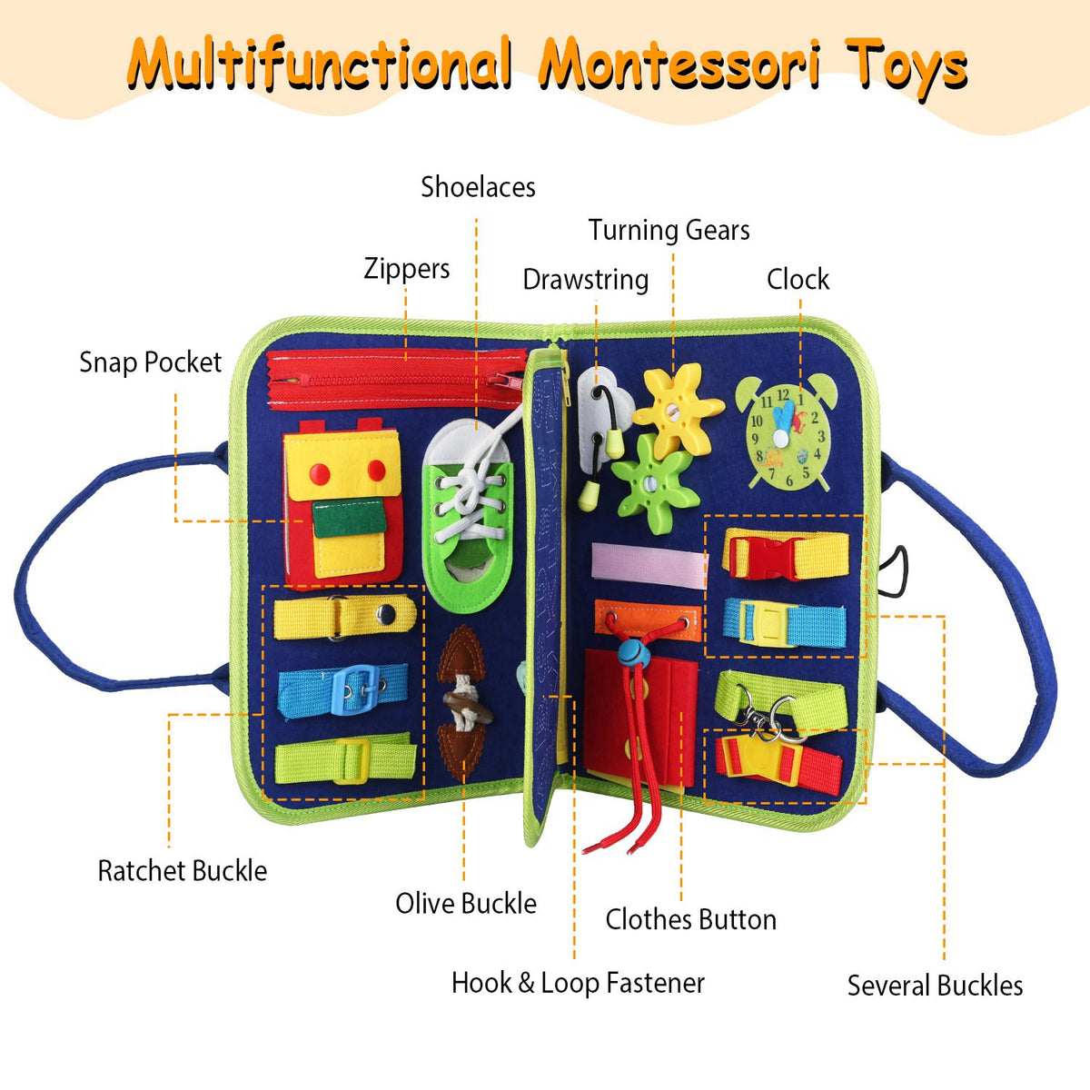 Kids Busy Board — Montessori Sensory Activity Board