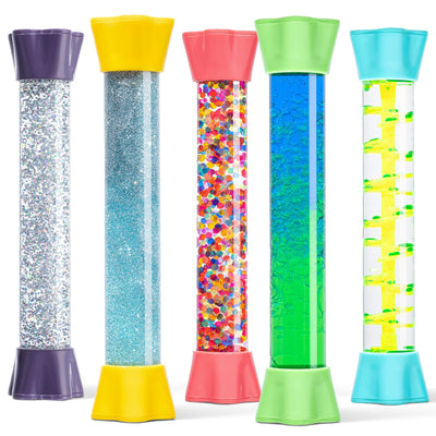 Liquid Motion Bubbler Timers — Calming Sensory Hourglass Toys, 5-Pack