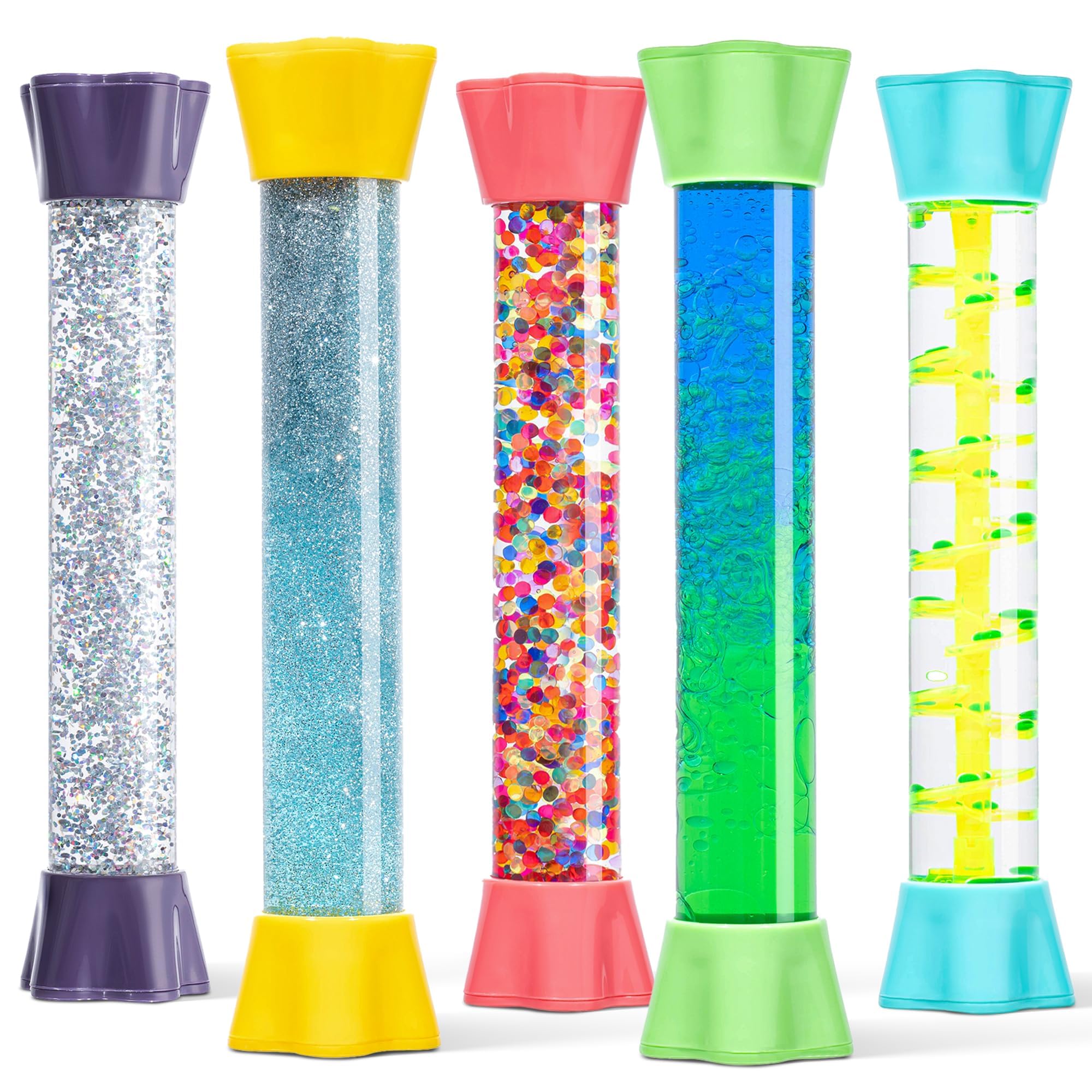 Special Supplies Liquid Motion Bubbler Toy Cool Tubes 5-Pack Colorful Hourglass Timer with Droplet Movement Bedroom Sensory Play Cool Home or School