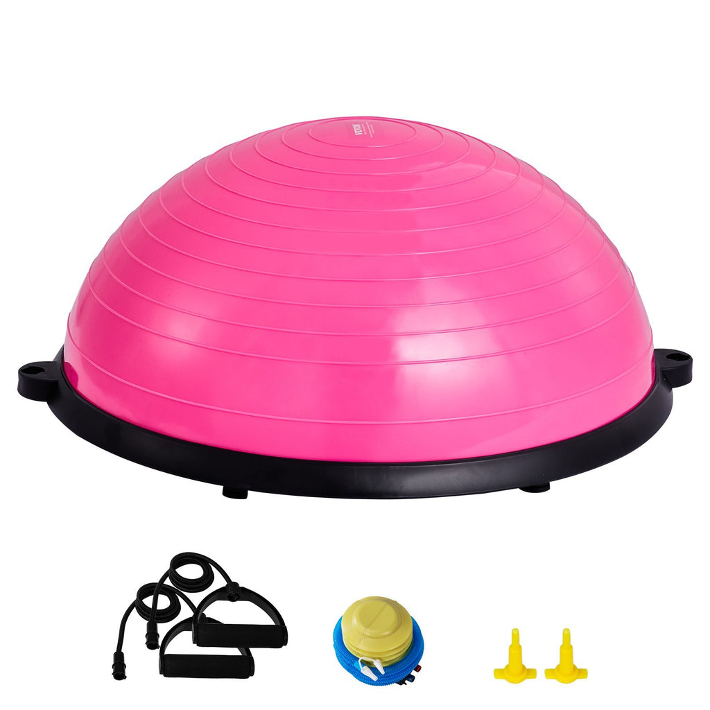 VEVOR Half Exercise Ball Trainer, 23 Inch Balance Ball Trainer, 660lbs Capacity Stability Ball, Yoga Ball With Resistance Bands & Foot Pump, Strength Fitness Ball For Home Gym, Full Body Workout,