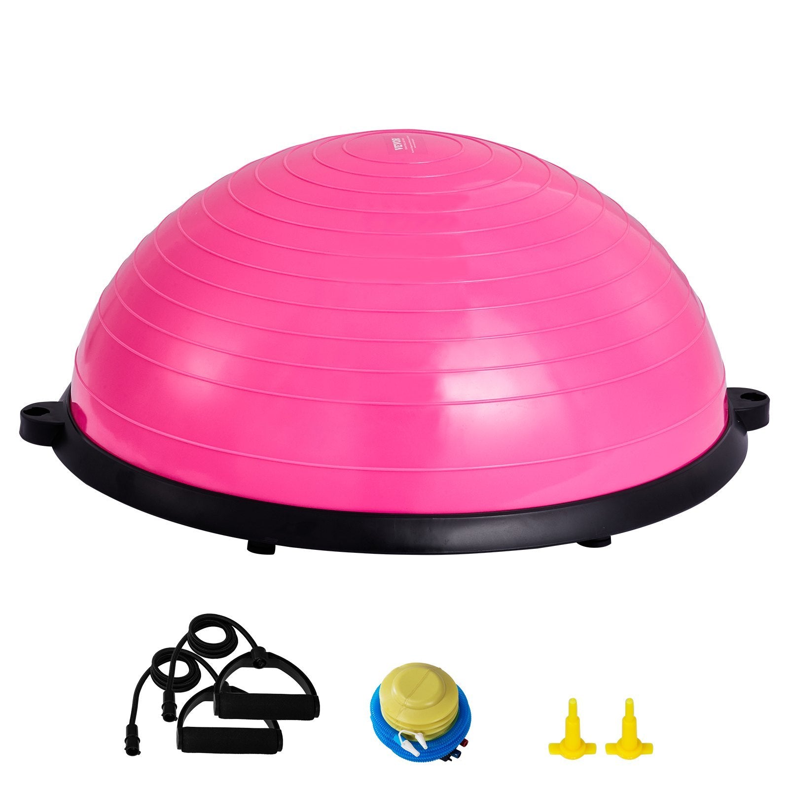 VEVOR Half Exercise Ball Trainer, 23 Inch Balance Ball Trainer, 660lbs Capacity Stability Ball, Yoga Ball With Resistance Bands & Foot Pump, Strength Fitness Ball For Home Gym, Full Body Workout,