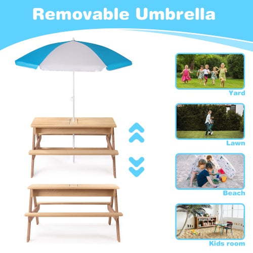 3-in-1 Kids Outdoor Picnic Table — OT-Recommended Outdoor Ritual Anchor for Meals, Art & Screen-Free Family Time