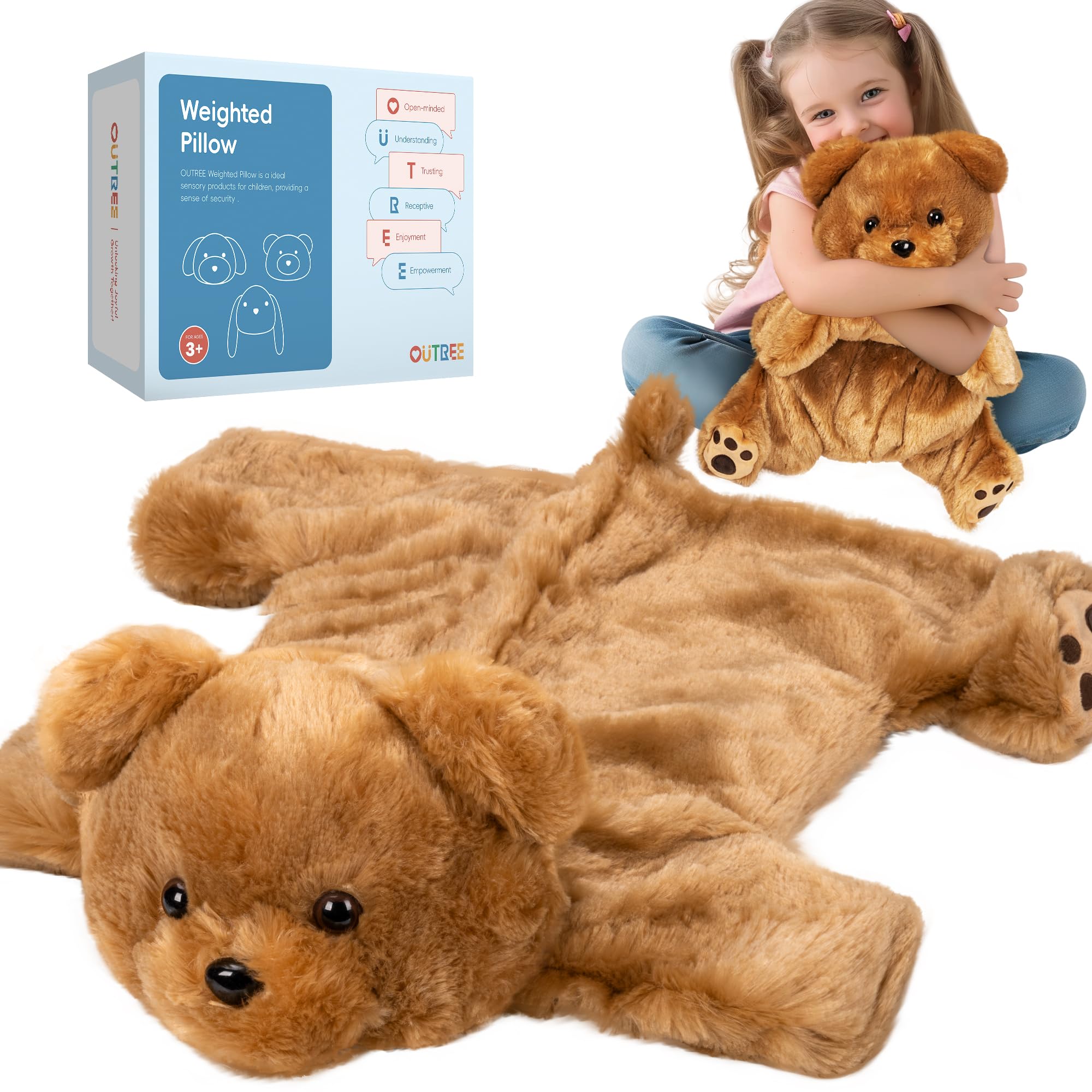 OUTREE Weighted Lap Pad for Kids 22.83 * 19.69 inWeighted Stuffed Animals for Sensory Needs，4.5LBS Bear-Shaped Weighted Blanket Kids，Sensory Toys for Kids with Autism