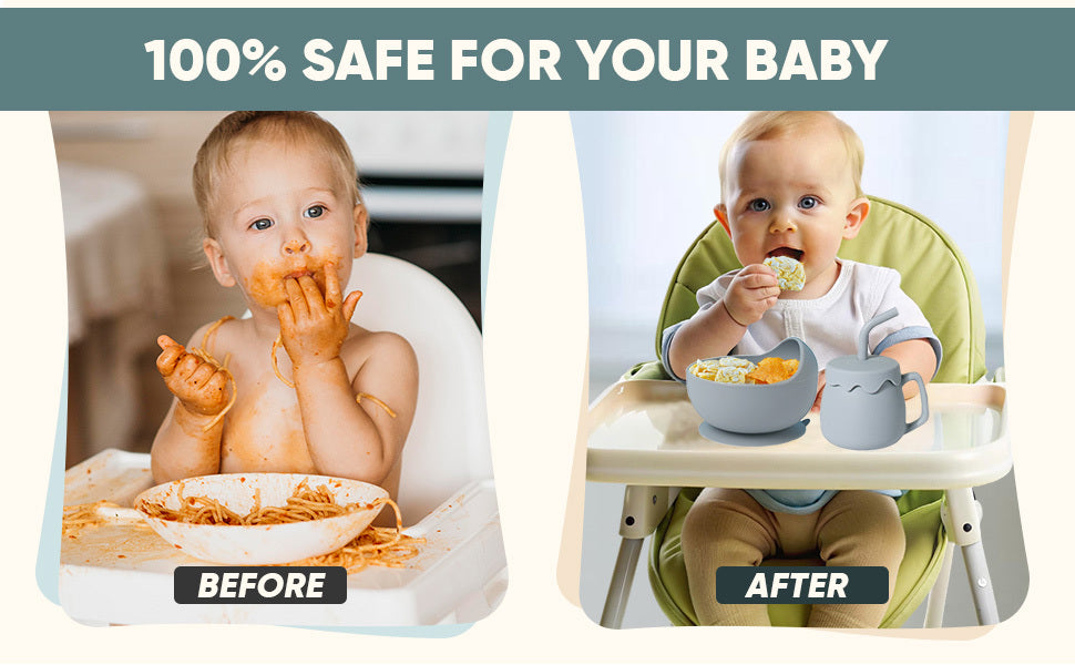 SiIicone Baby Feeding Set With Suction, 10 Pcs Baby Led Weaning Supplies With Suction Bowl Divided Plate Adjustable Soft Bib Spoon Fork Snack Cup With Lid And Other Utensils, Green