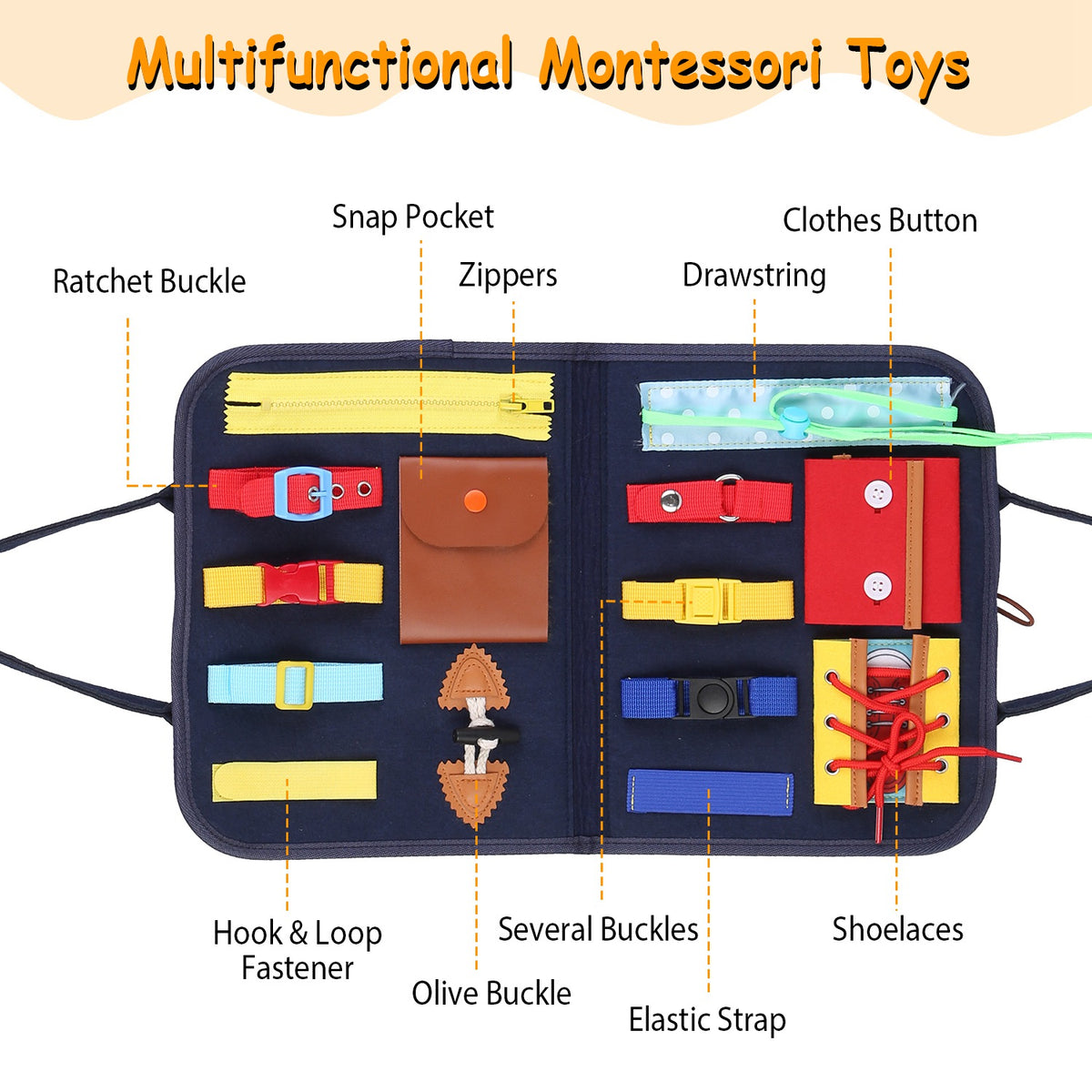 Kids Busy Board — Montessori Sensory Activity Board