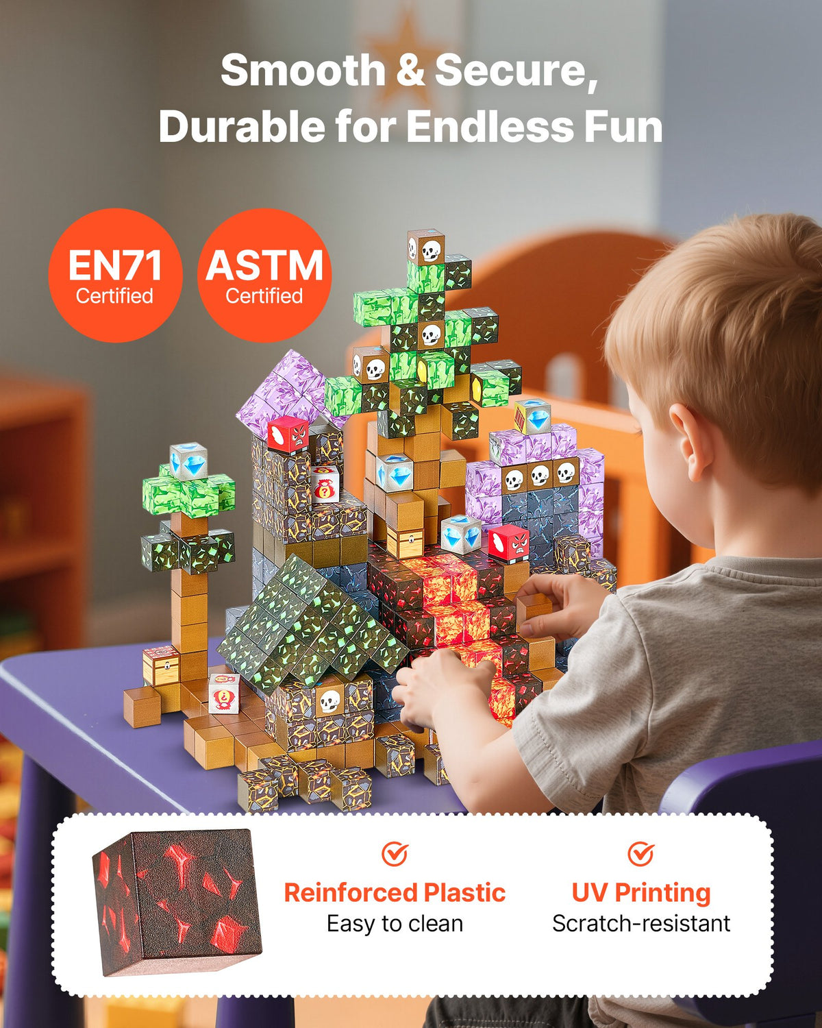 Lava Castle magnetic cube building blocks set, 100 pieces – photo 2