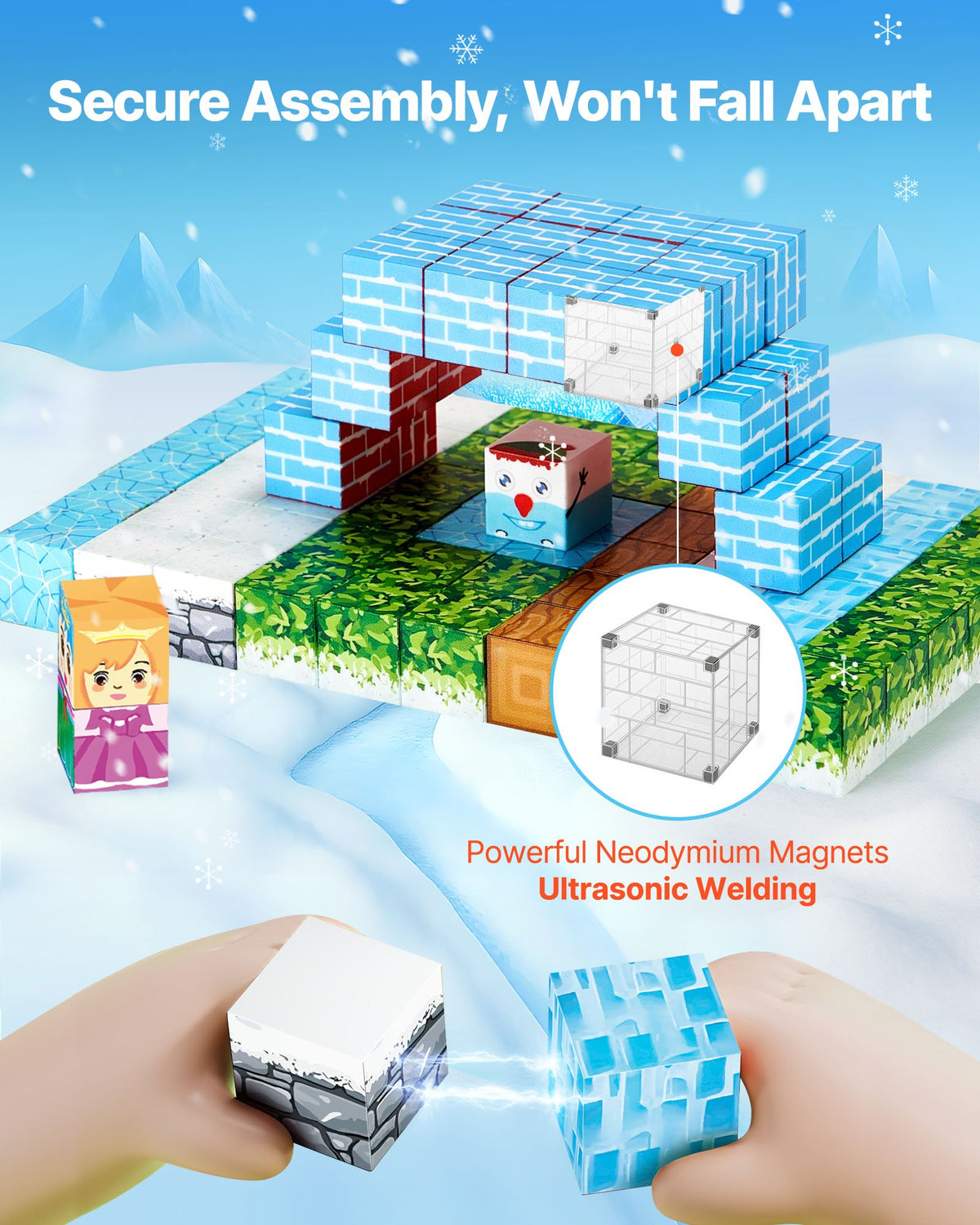 Glacier Ice Castle magnetic cube building blocks set, 150 pieces – photo 5