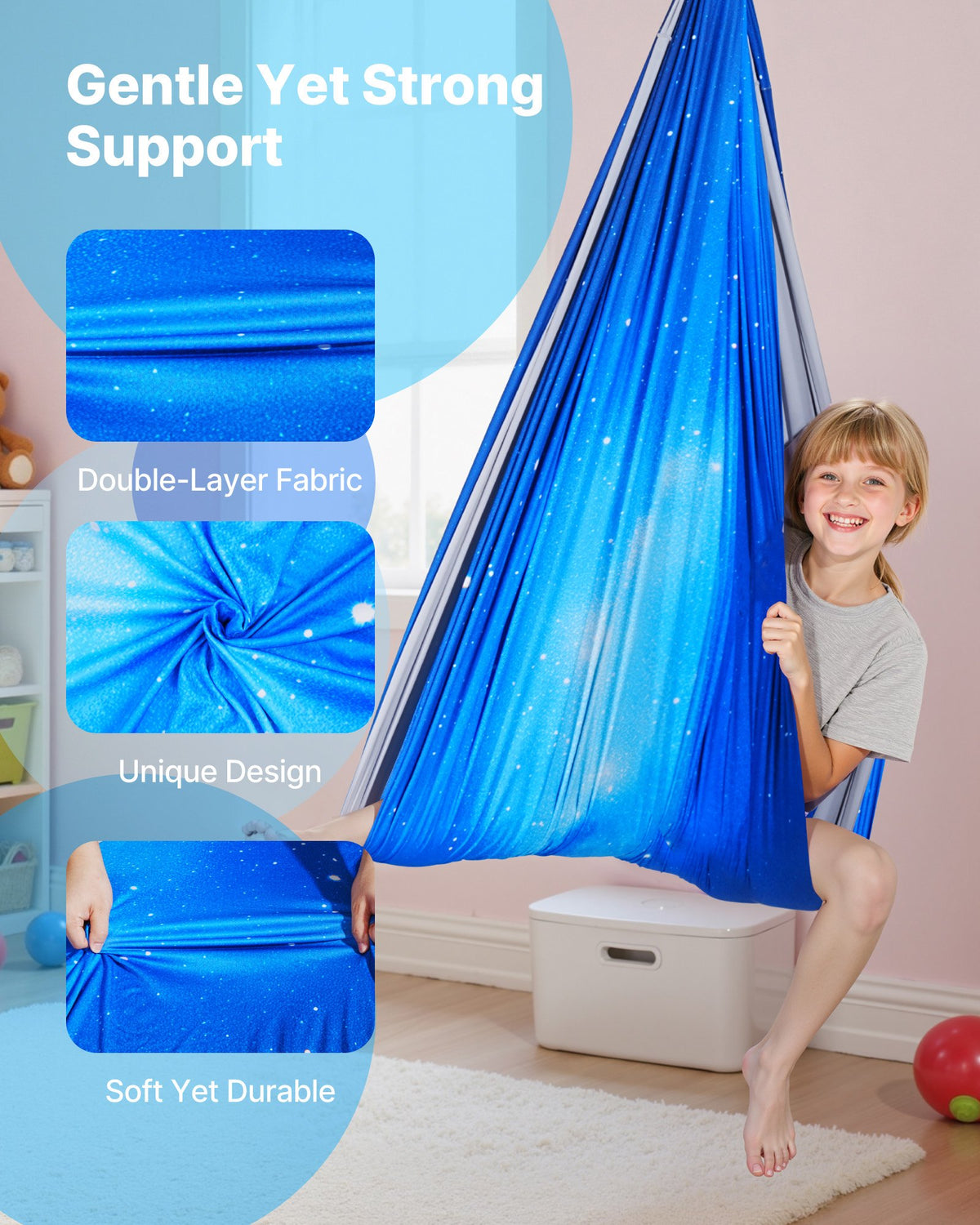 Adjustable Sensory Swing for Kids — Calm Blue
