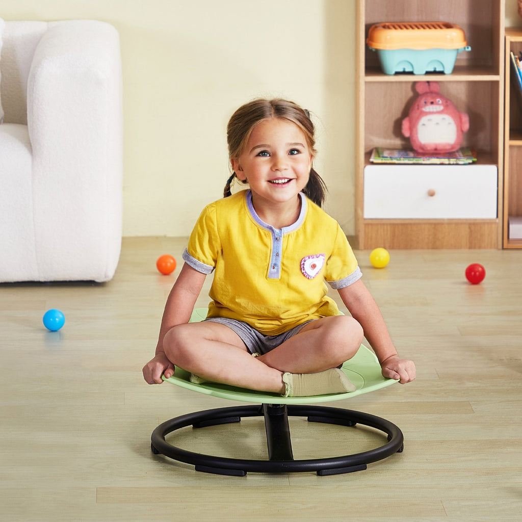 Elephant Kids Swivel Chair, 220 LBS Capacity, Autistic Kids Sensory Toy Chair With Non-Slip Metal Base, Toddler Sit And Spin Chair For Coordination Balance Focus Green