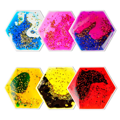 Liquid Motion Hexagon Fidget Toys — Calming Sensory Squeeze Toy, 6-Pack